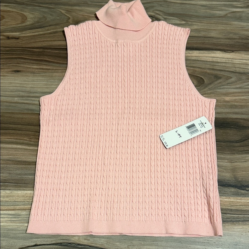 Lauren Ralph Lauren Pink Cable Knit Sleeveless Turtleneck Sweater Women’s Sz.LP
